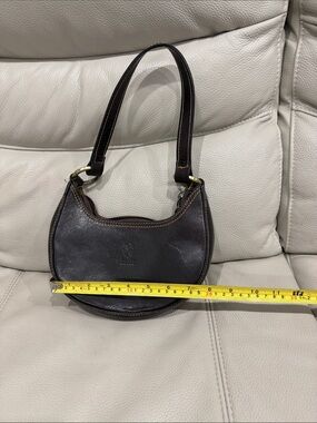 Vera Pelle Dark Brown Leather Crescent Shoulder Bag